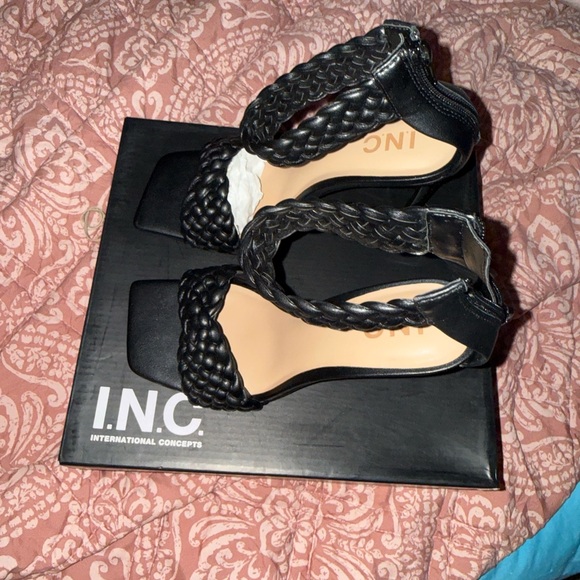 INC International Concepts Women's Black Braided Heels - Picture 2 of 5